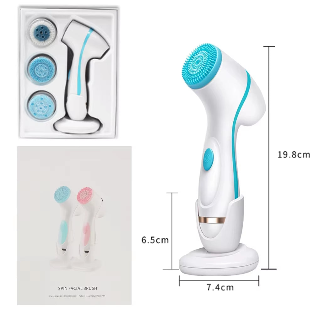 Facial Cleansing Brush Sonic Nu Face Spin Brush Set Galvanica Facial Spa System for Skin Deep Cleaning Remove Blackhead Machine