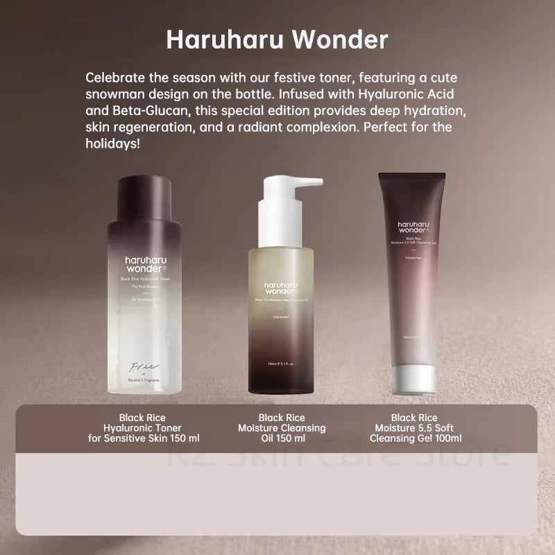 Haruharu Wonder Black Rice Toner Cleansing Oil Whitening Moisture Soft Cleansing Gel Fermented Facial Cleanser Korean Skin Care