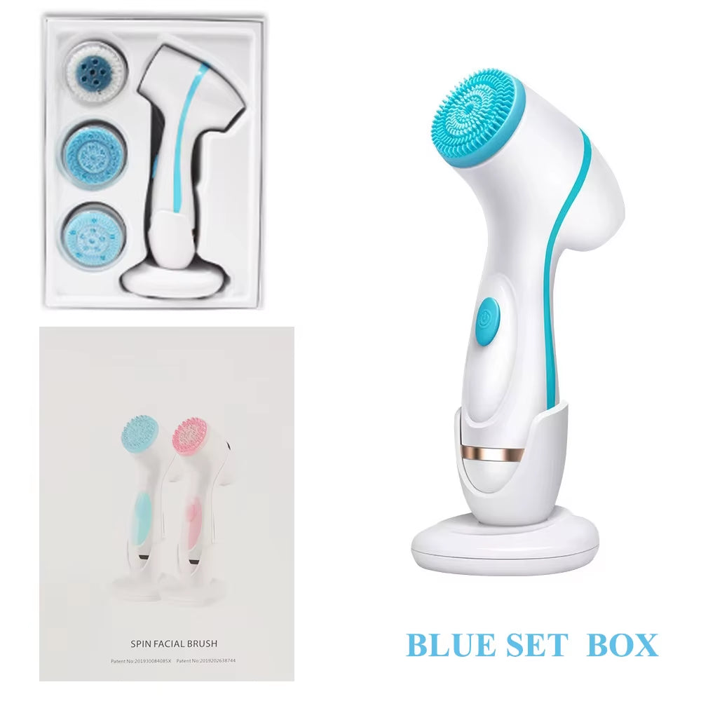 Facial Cleansing Brush Sonic Nu Face Spin Brush Set Galvanica Facial Spa System for Skin Deep Cleaning Remove Blackhead Machine