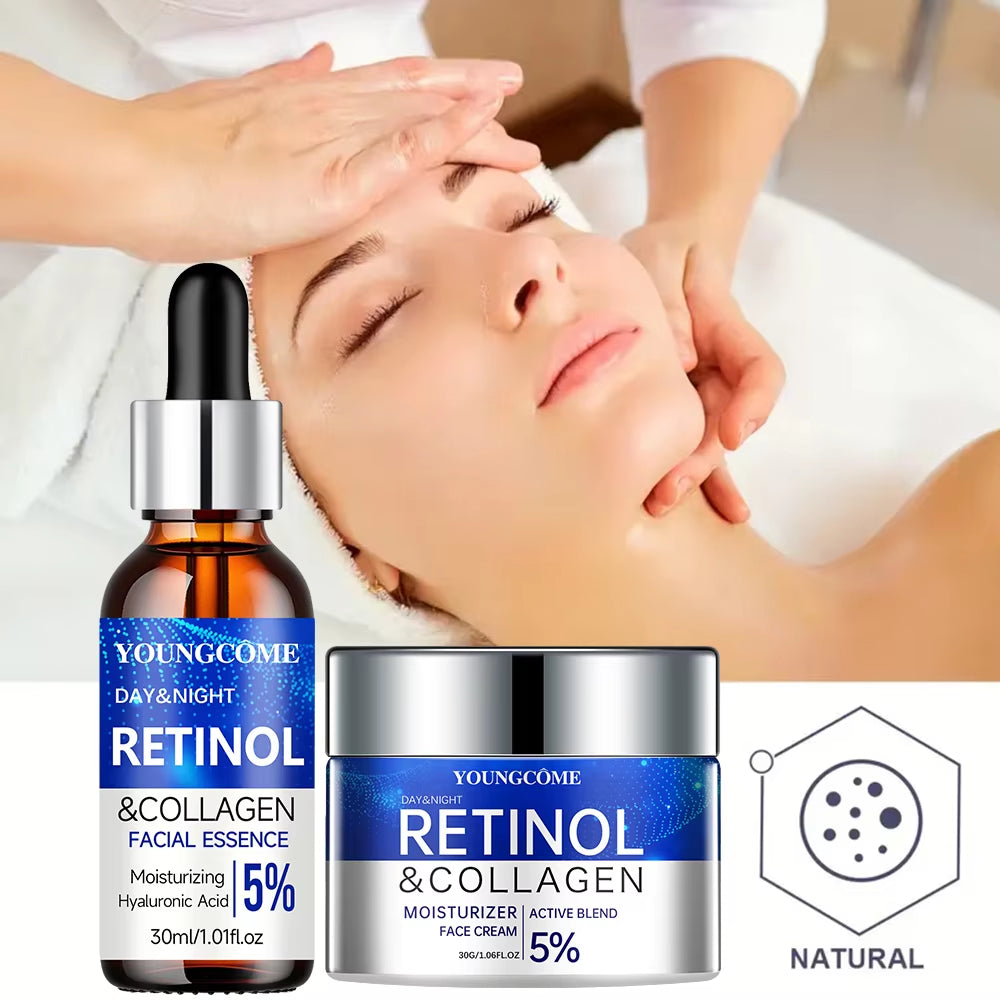 Retinol Cream Serum Combo Set Locks in Moisture Repairs Skin Smoothes Wrinkles Increases Elasticity for Younger Healthier Skin