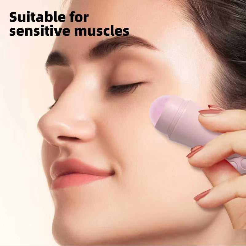 Reusable Natural Rose Quartz Facial Oil Absorbing Roller for Skin Care