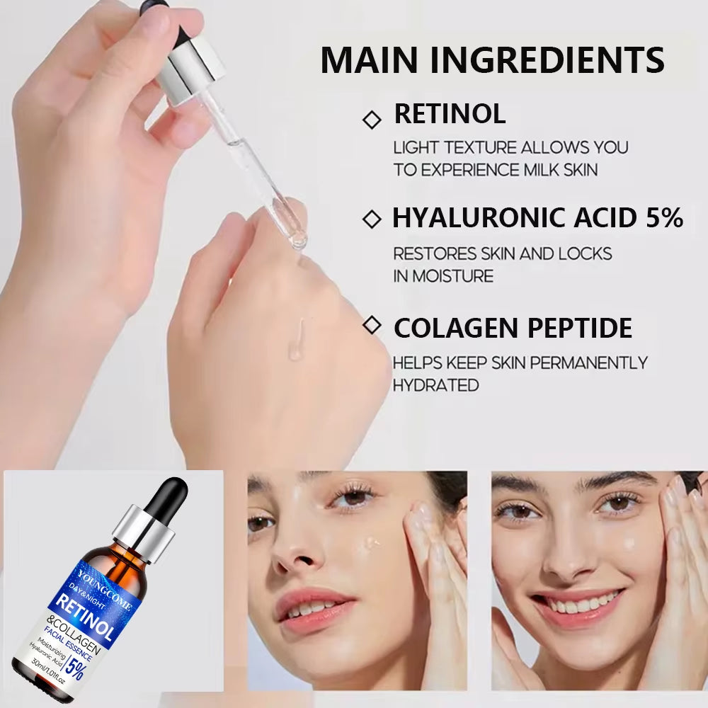 Retinol Cream Serum Combo Set Locks in Moisture Repairs Skin Smoothes Wrinkles Increases Elasticity for Younger Healthier Skin