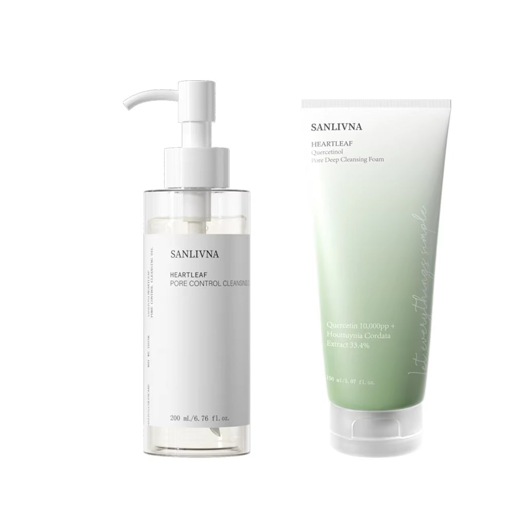 Korean Heartleaf 77% Skin Care Set: Moisturizing Toner, Cleansing Oil, and Quercetin Pore Deep Cleansing Foam