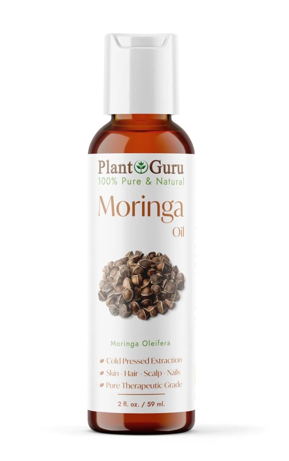 Moringa Seed Oil 2 Oz. Cold Pressed 100% Pure Natural - Ideal for Skin, Body, Face, and Hair Care