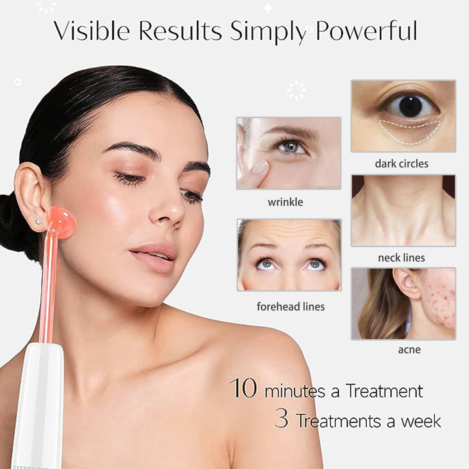 High Frequency Facial Machine Skin Therapy with 4 Combination Neon Argon Wands Remove Wrinkles Acne Beauty Facial