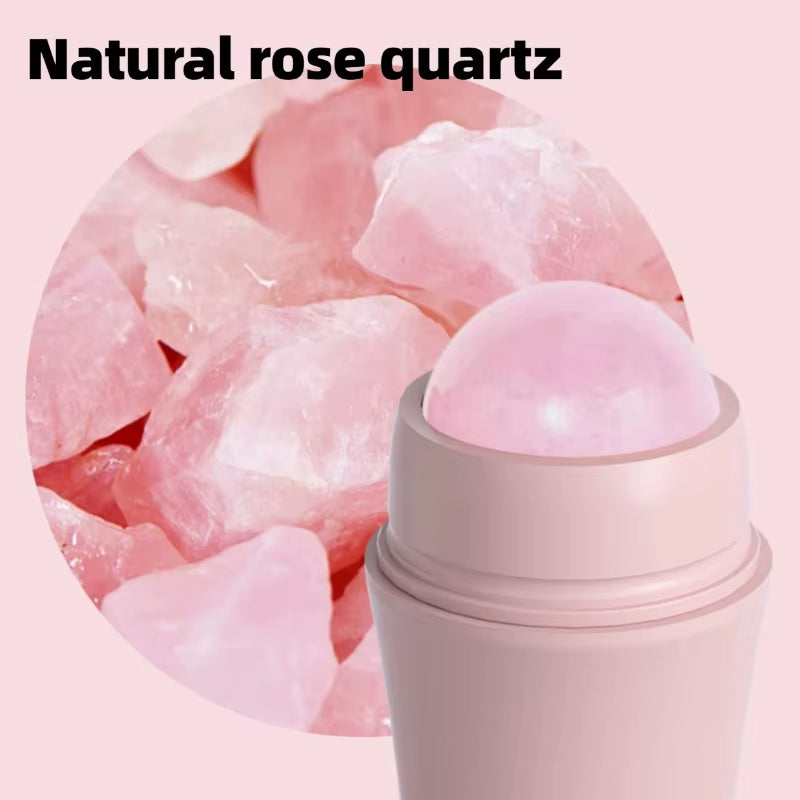 Reusable Natural Rose Quartz Facial Oil Absorbing Roller for Skin Care