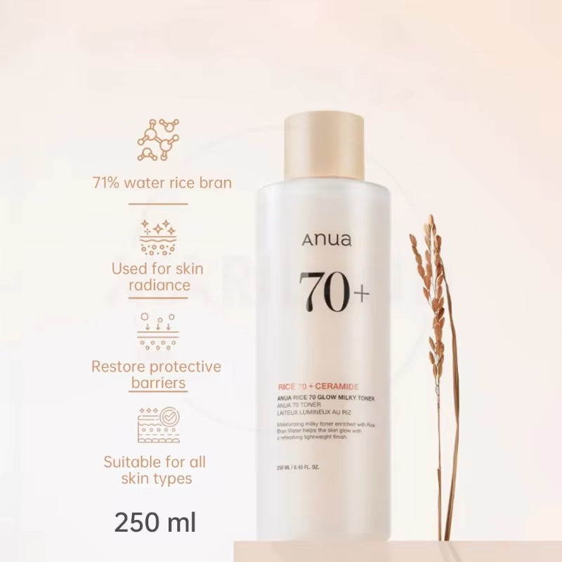 Anua Rice 70 Glowing Milky Toner Brightening Niacinamide Serum Toner Face Toner for Glass Skin Korean Skin Care Beauty Products