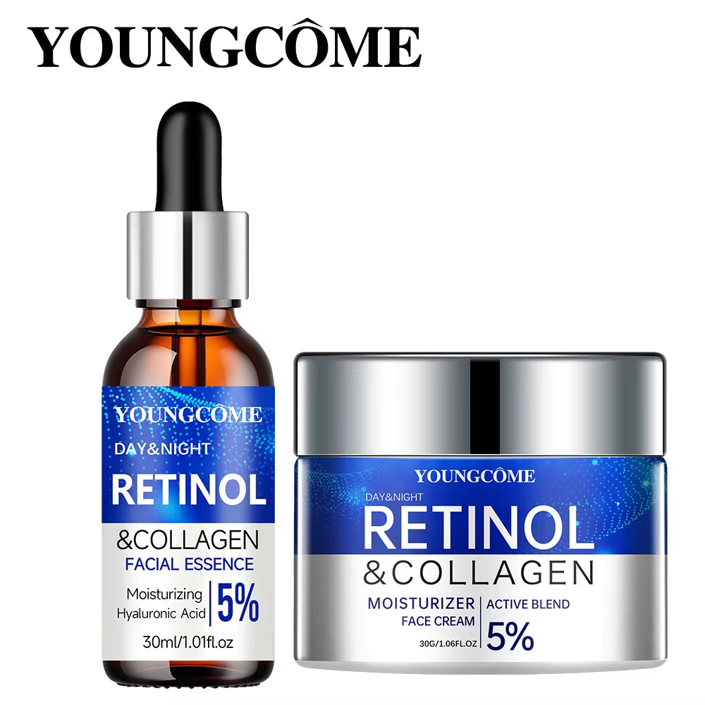 Retinol Cream Serum Combo Set Locks in Moisture Repairs Skin Smoothes Wrinkles Increases Elasticity for Younger Healthier Skin